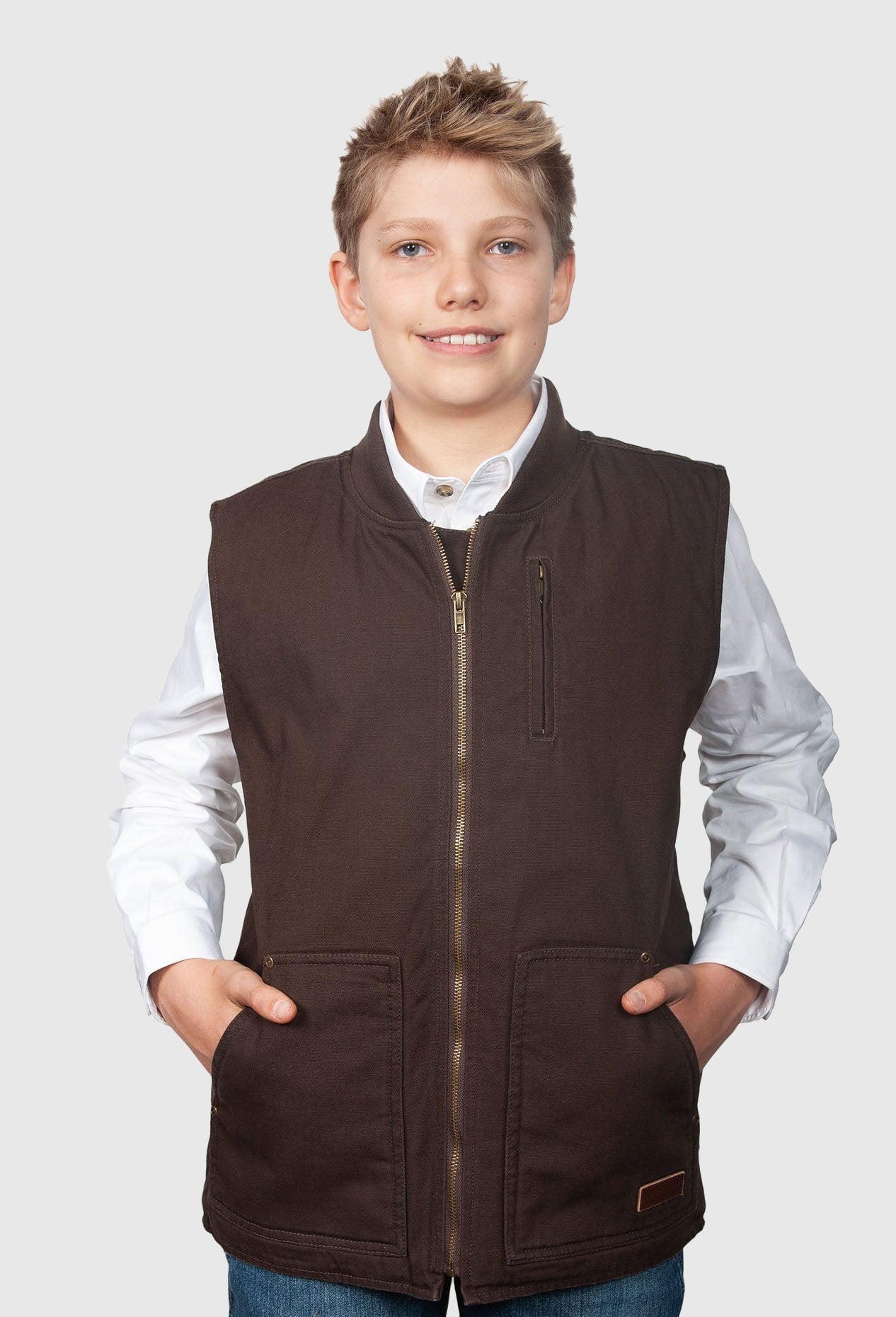 Just Country Kid's Junior Diamantina Vest_Chocolate