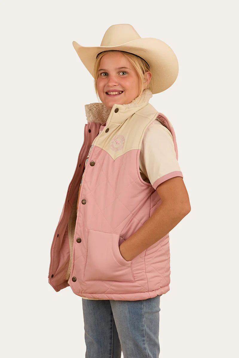 Ringers Western Kids Kynuna Puffer Vest - Pink / Off White