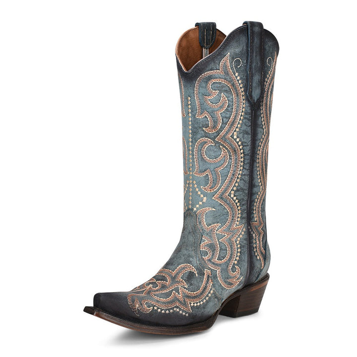 CORRAL BOOT LADIES BLUE JEAN EMBROIDERY & TRIAD