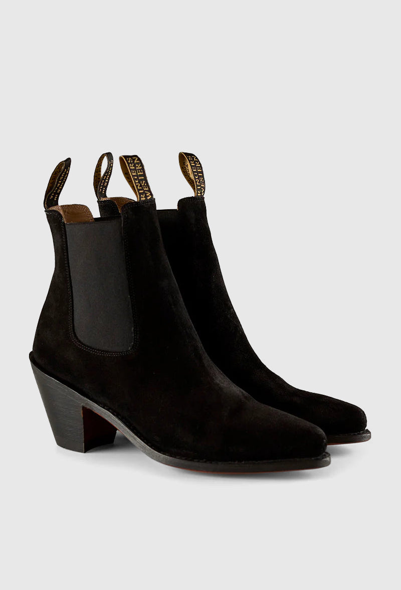 RINGERS WESTERN LADIES ACACIA SUEDE BOOT_Black