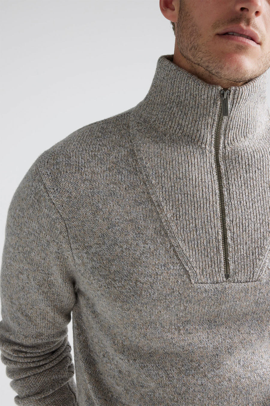 TOORALLIE LAMBSWOOL HALF ZIP - MUSHROOM