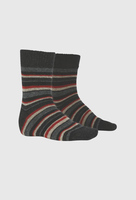 MKM Adult's Striped Sock_Charcoal