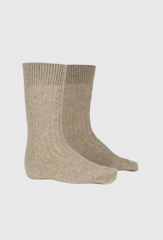 MKM Possum Merino Rib Plain Sock_Beige