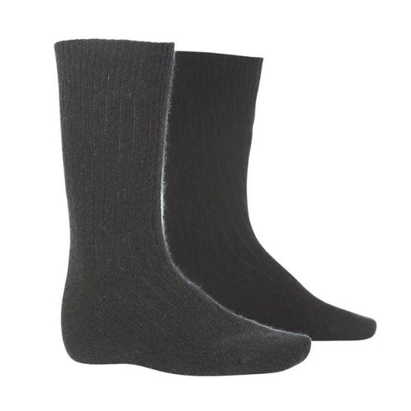 MKM Possum Merino Rib Plain Sock_Black