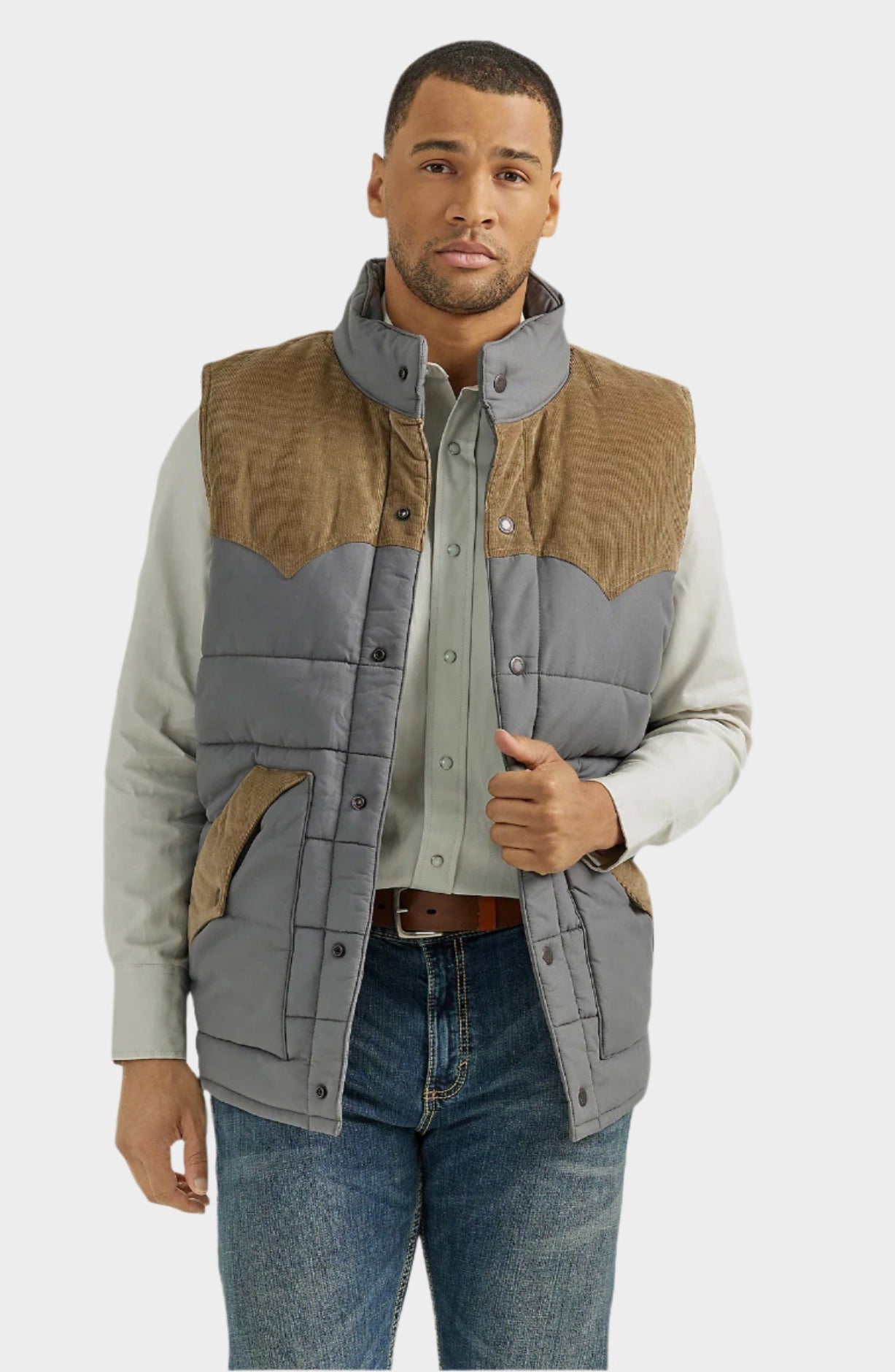 Wrangler Men's Corduroy Yoke Puffer Vest - Fence Post