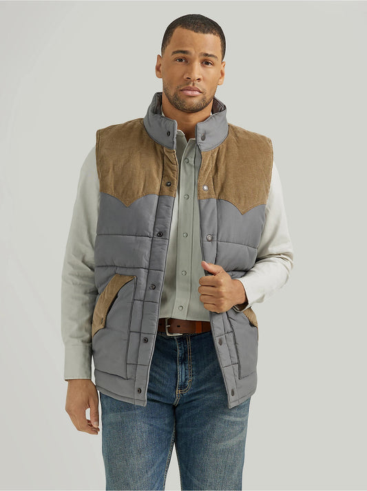 Wrangler Men's Corduroy Yoke Puffer Vest - Fence Post