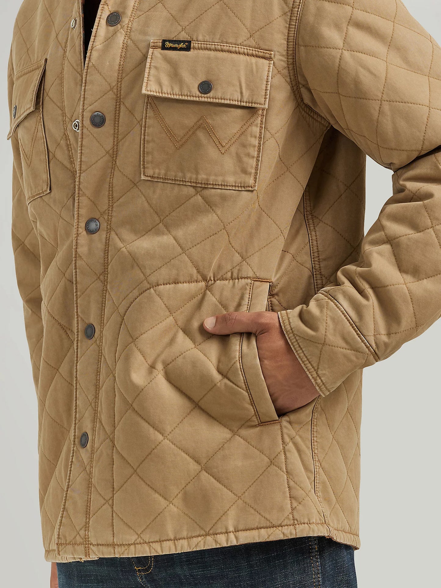 Wrangler Men's Reversible Quilted Shirt Jacket - Clay