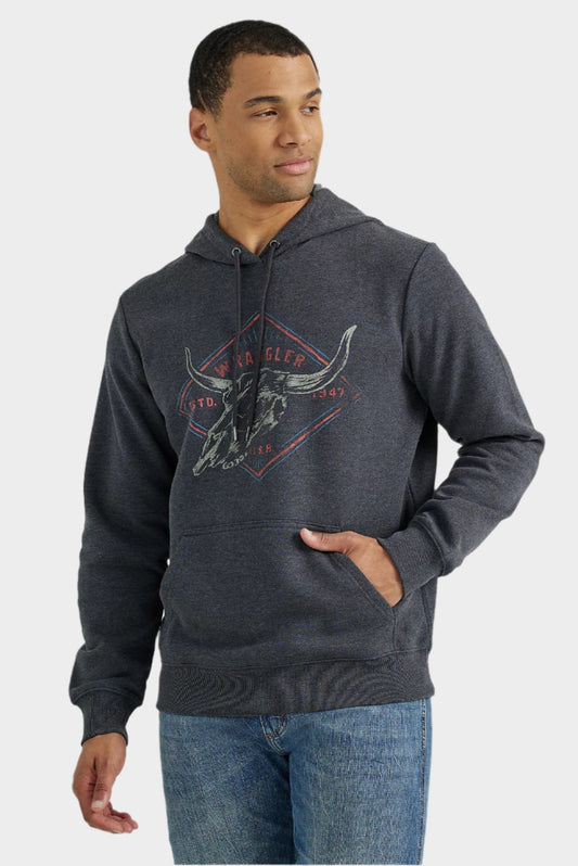 Wrangler Men's Steerhead Pullover Hoodie - Washed Black