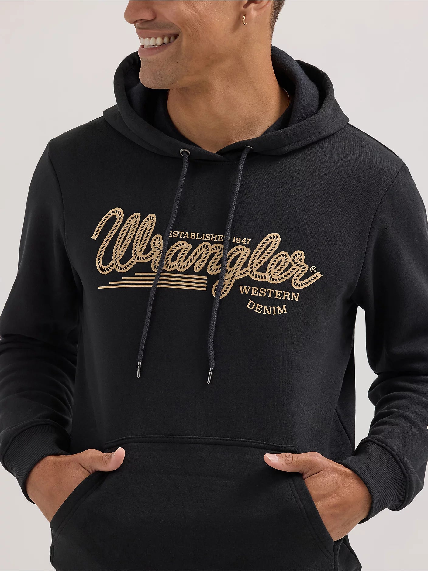 Wrangler Men's Logo Arm Hit Pullover Hoodie - Jet Black