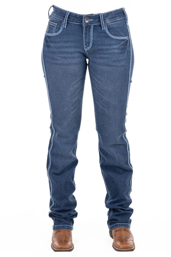 Hitchley & Harrow Mid Rise - SR2197 "Montana" Baby Blue Stitch Jeans