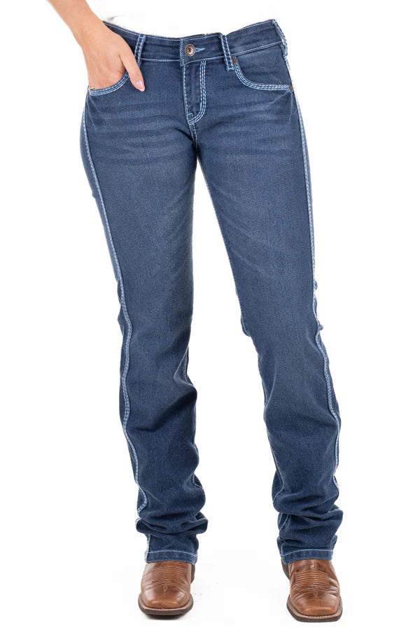 Hitchley & Harrow Mid Rise - SR2197 "Montana" Baby Blue Stitch Jeans