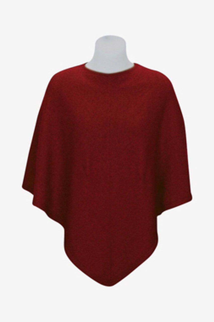 Native World Crew Neck Possum Merino Wool Silk Poncho_Berry