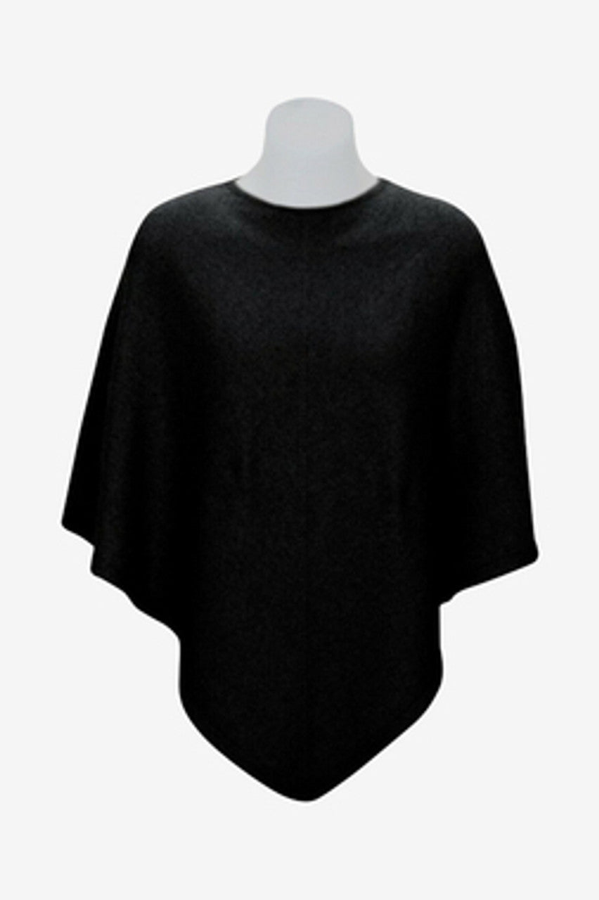 Native World Crew Neck Possum Merino Wool Silk Poncho_Black