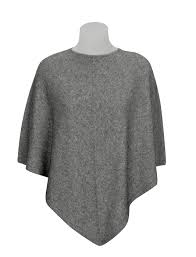 Native World Crew Neck Possum Merino Wool Silk Poncho_Silver