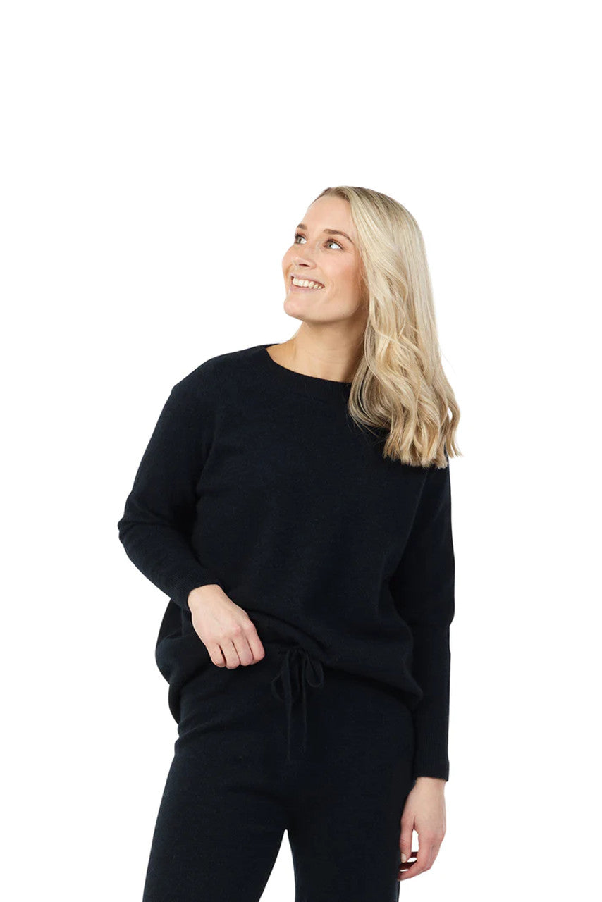 Native World Possum Merino Lounge Sweater - Black