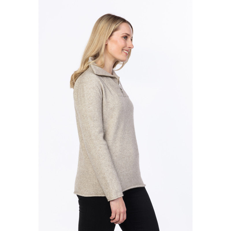 Native World Possum Merino Half Zip Sweater (Natural)