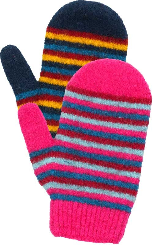 Native World Possum Merino Children's Striped Mittens