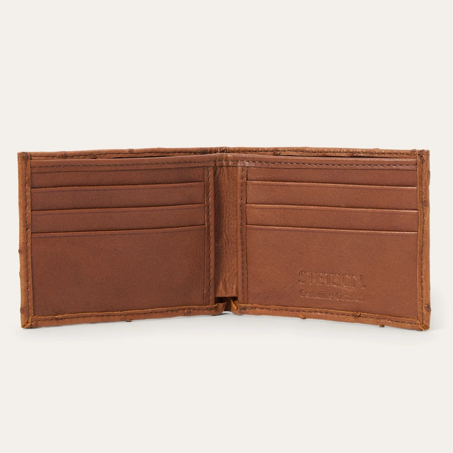 Stetson Ostrich Bi-Fold Wallet - Antique Cognac