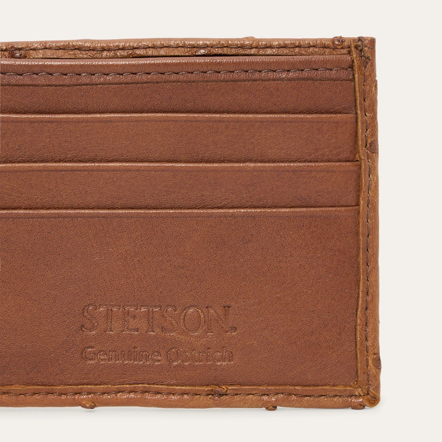 Stetson Ostrich Bi-Fold Wallet - Antique Cognac