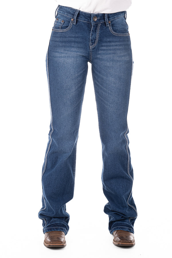 HITCHLEY & HARROW HIGH RISE SR2143 "LITTLETON" GREY STITCH JEANS