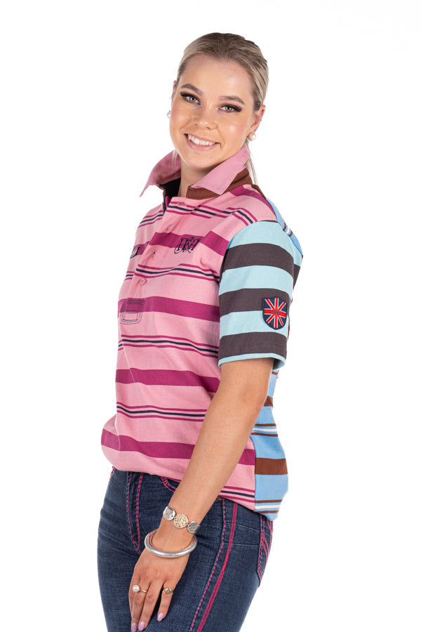 HITCHLEY & HARROW RUGBY COLLECTION - RC01-8 PINK/NAVY/RASPBERRY RUGBY FIT POLO