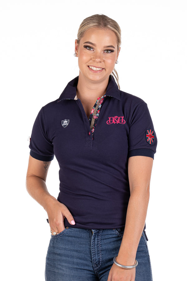 HITCHLEY & HARROW FITTED POLO - E205 NAVY WITH HOT PINK