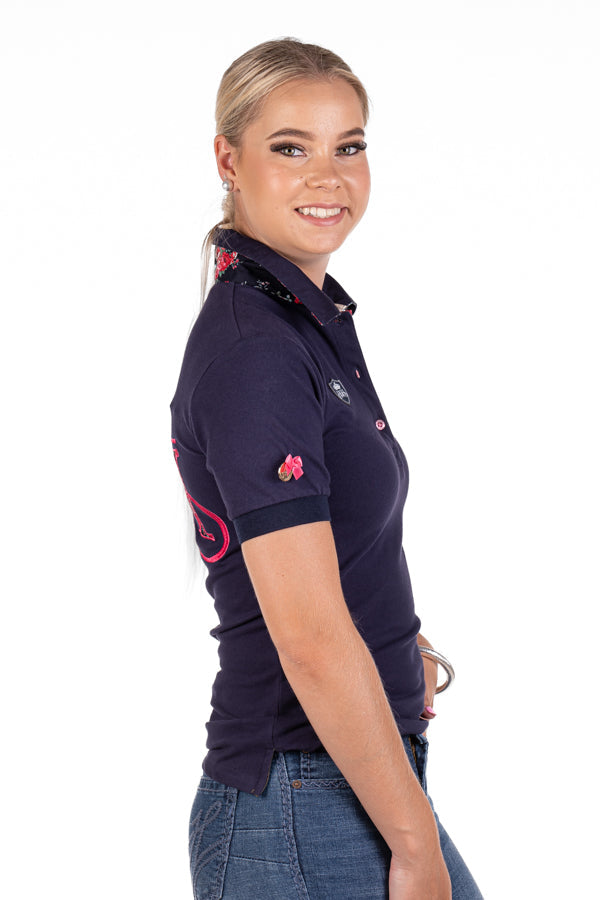 HITCHLEY & HARROW FITTED POLO - E205 NAVY WITH HOT PINK