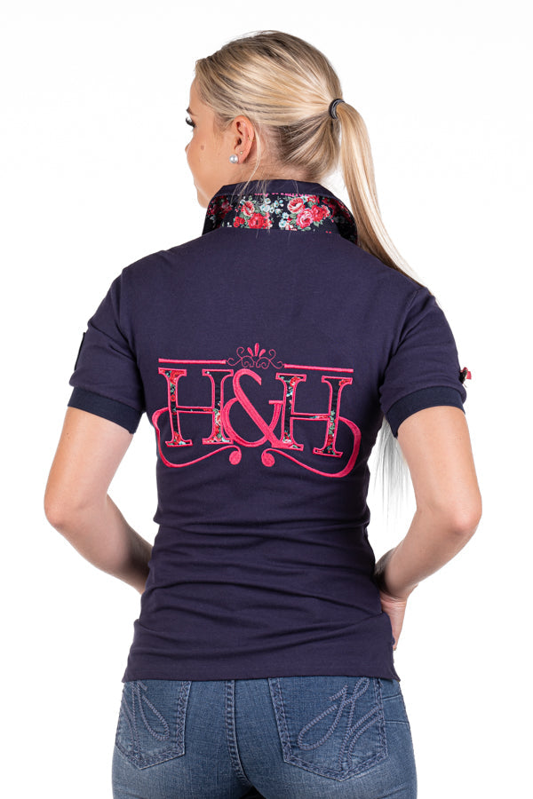 HITCHLEY & HARROW FITTED POLO - E205 NAVY WITH HOT PINK