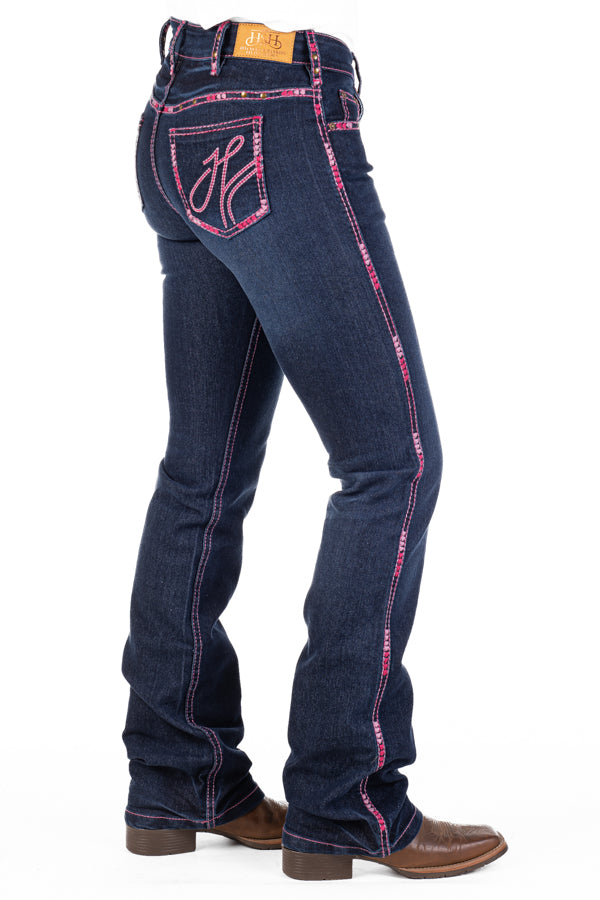 HITCHLEY & HARROW HIGH RISE - SR2202 "FAIRVIEW" HOT PINK STITCH JEANS