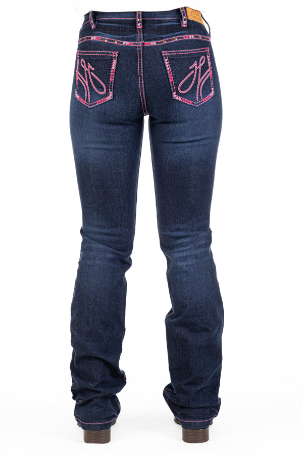 HITCHLEY & HARROW HIGH RISE - SR2202 "FAIRVIEW" HOT PINK STITCH JEANS