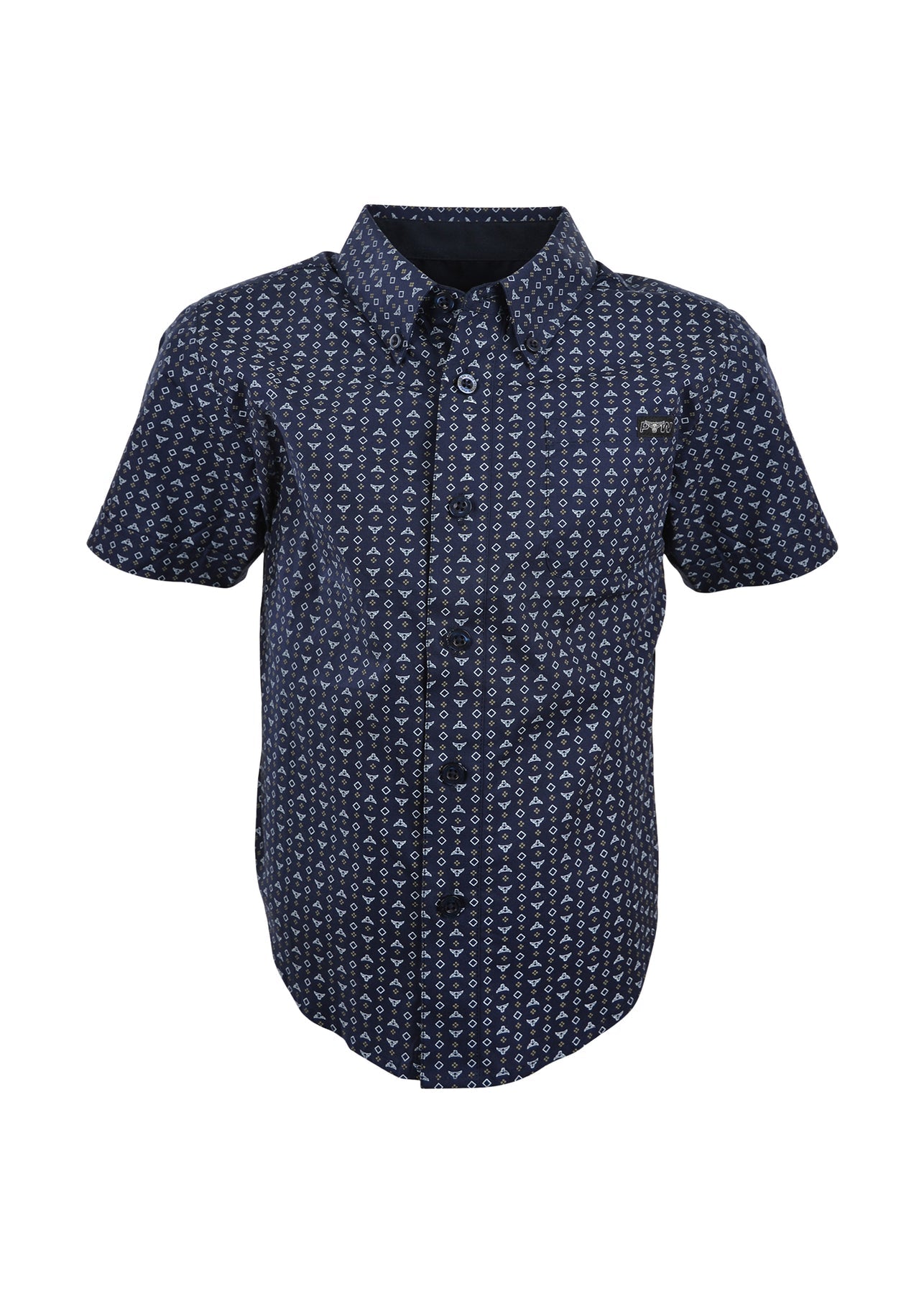 PURE WESTERN BOYS BAILEY PRINT BUTTON DOWN SHORT SLEEVE SHIRT - SALE