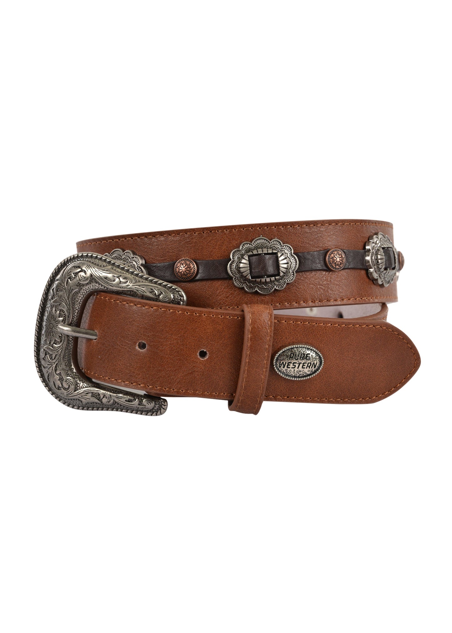 PURE WESTERN WOMEN'S ROSA BELT - BROWN