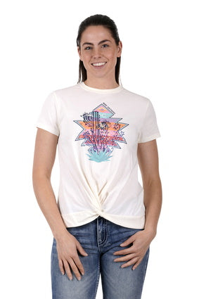 PURE WESTERN WOMENS ELORA SS TEE (IVORY)