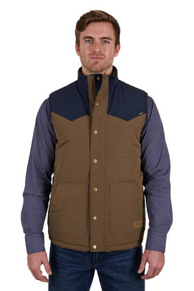 PURE WESTERN MENS MARTIN REVERSIBLE VEST (TAN/NAVY)