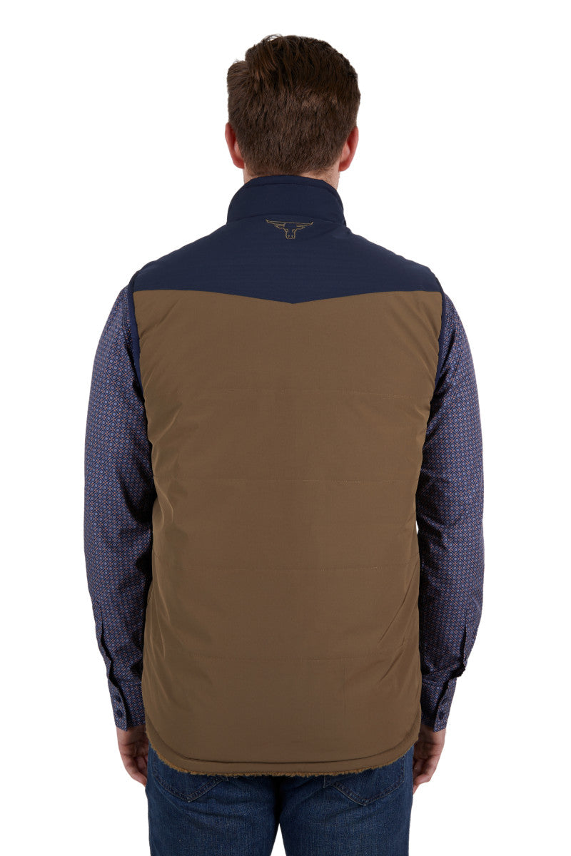 PURE WESTERN MENS MARTIN REVERSIBLE VEST (TAN/NAVY)