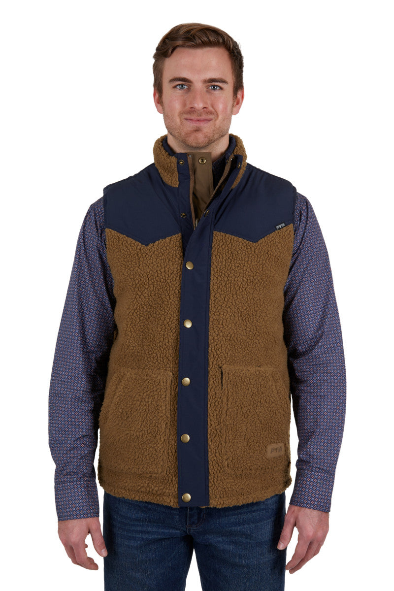 PURE WESTERN MENS MARTIN REVERSIBLE VEST (TAN/NAVY)