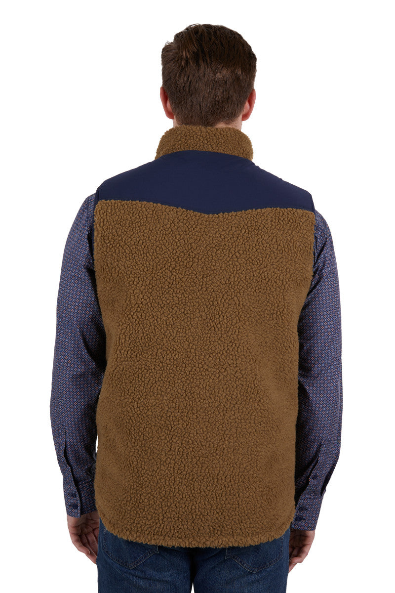 PURE WESTERN MENS MARTIN REVERSIBLE VEST (TAN/NAVY)