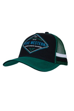 PURE WESTERN MENS BROCK TRUCKER CAP (BLACK/GREEN)