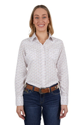 PURE WESTERN WOMENS CLARA LONG SLEEVE SHIRT (IVORY)