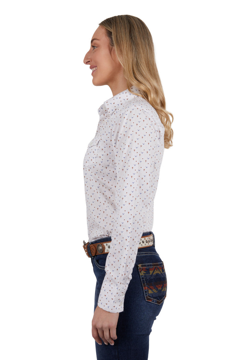 PURE WESTERN WOMENS CLARA LONG SLEEVE SHIRT (IVORY)