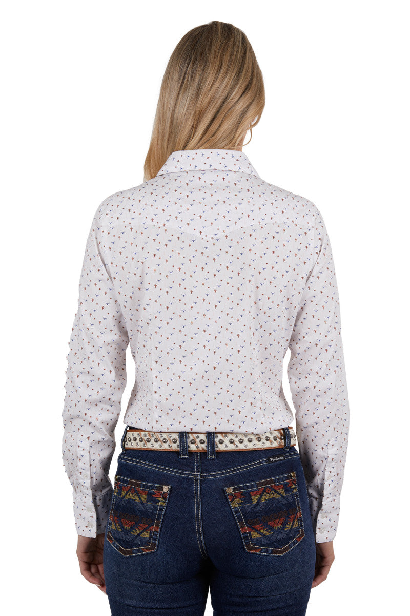 PURE WESTERN WOMENS CLARA LONG SLEEVE SHIRT (IVORY)