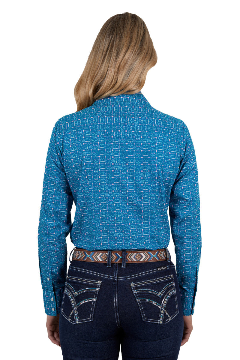 PURE WESTERN WOMENS TOMEKA LONG SLEEVE SHIRT (BLUE)