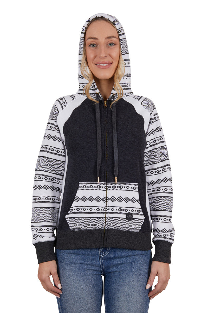 PURE WESTERN WOMENS NORAH ZIP THROUGH HOODIE (CHARCOAL)