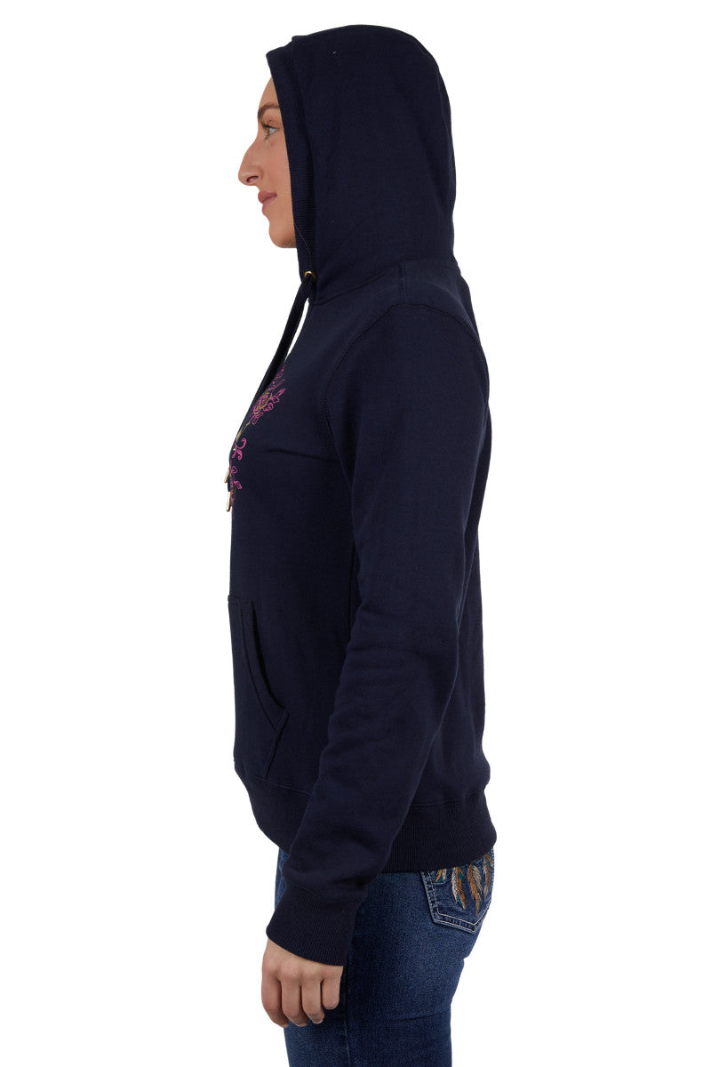 PURE WESTERN WOMENS BRANDY HOODIE (NAVY)