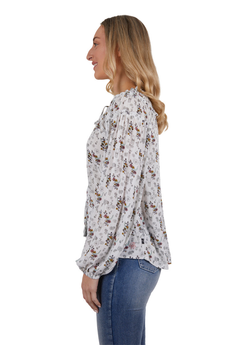 PURE WESTERN WOMENS SELINA BLOUSE (IVORY)