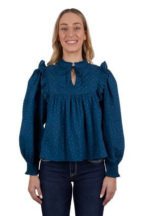 PURE WESTERN WOMENS PIPPA BLOUSE (BLUE)