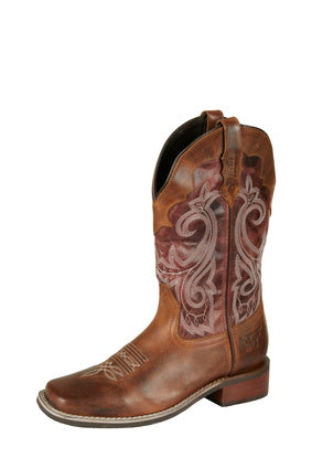 PURE WESTERN WOMENS TEXAS BOOT (RUST/OILED PLUM) - SALE