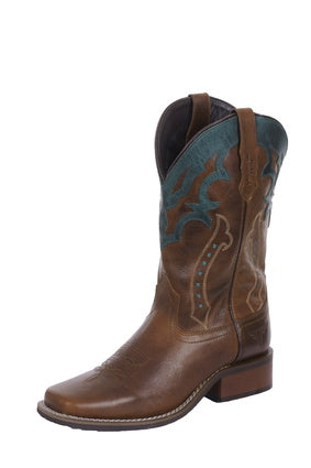 PURE WESTERN WOMENS ABILENE BOOT (OILED BROWN/DARK TEAL)