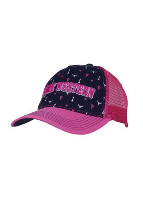 PURE WESTERN WOMENS SYBIL TRUCKER CAP (PINK/NAVY)