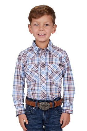 PURE WESTERN BOYS LUCAS L/S SHIRT (WHITE BLUE)